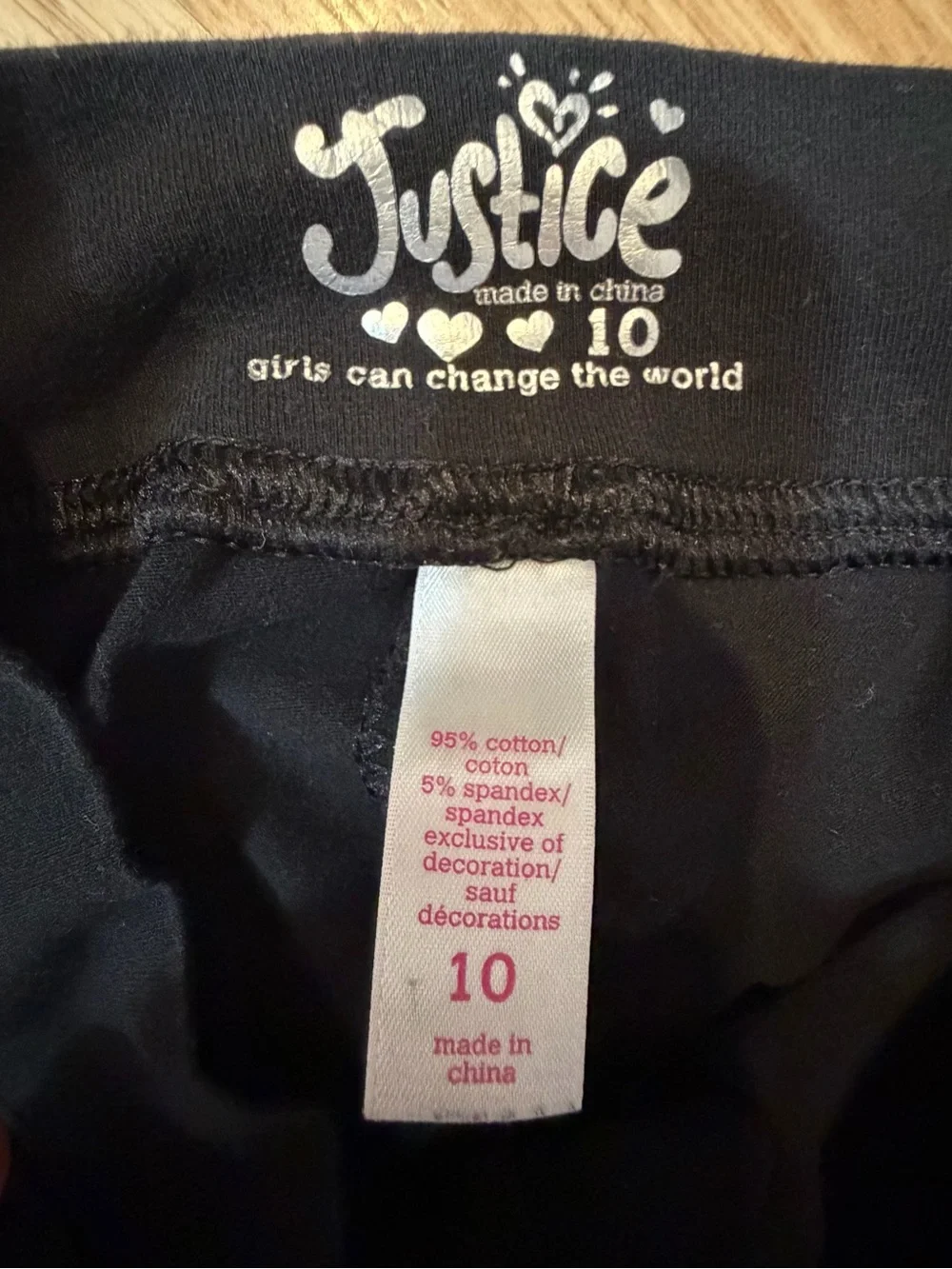 Justice Girls Black Rhinestone Leggings Size 10 Stretch Cotton Pull On Sparkle
